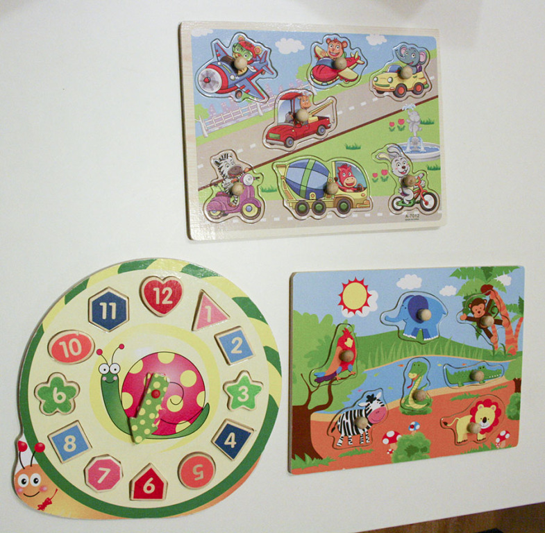 UKŁADANKI drewniane dla dzieci puzzle klocki 3szt