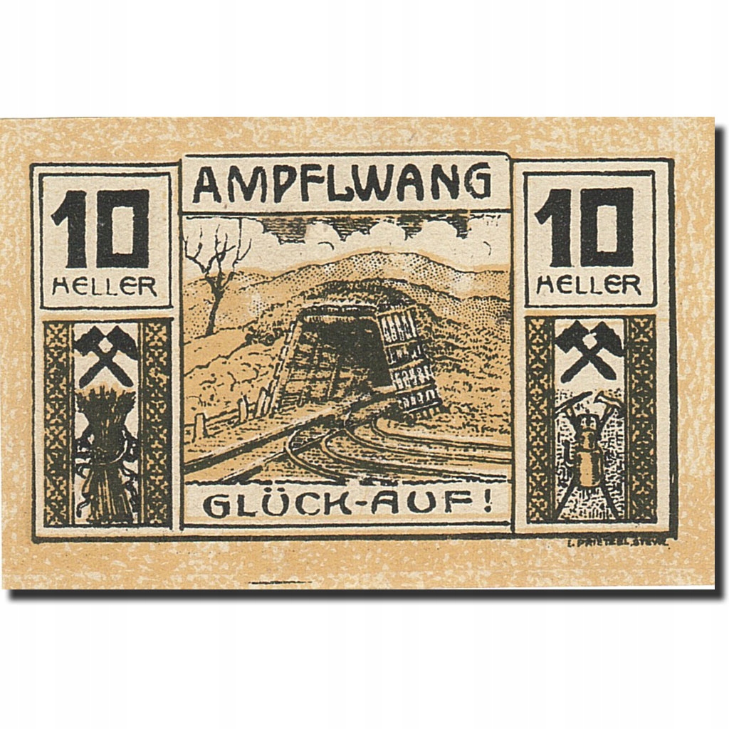 Banknot, Austria, Ampflwang, 10 Heller, Mine, 1920