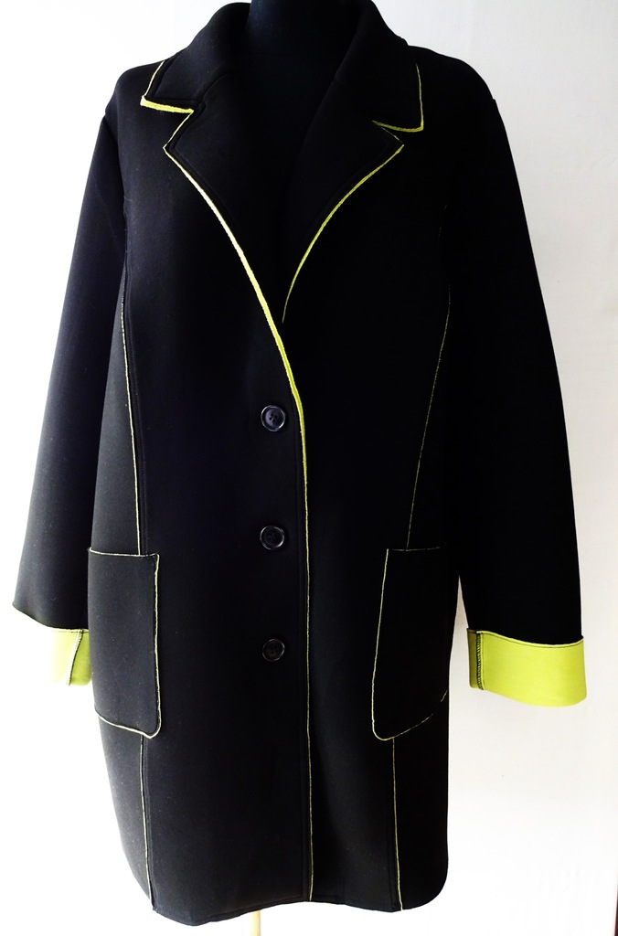 ULLA POPKEN KURTKA PŁASZCZ MODNY CZARNY OVERSIZE DAMSKA 50/52