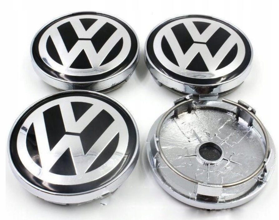 Volkswagen VW Czarne Dekle Dekielki 60mm KPL ALU