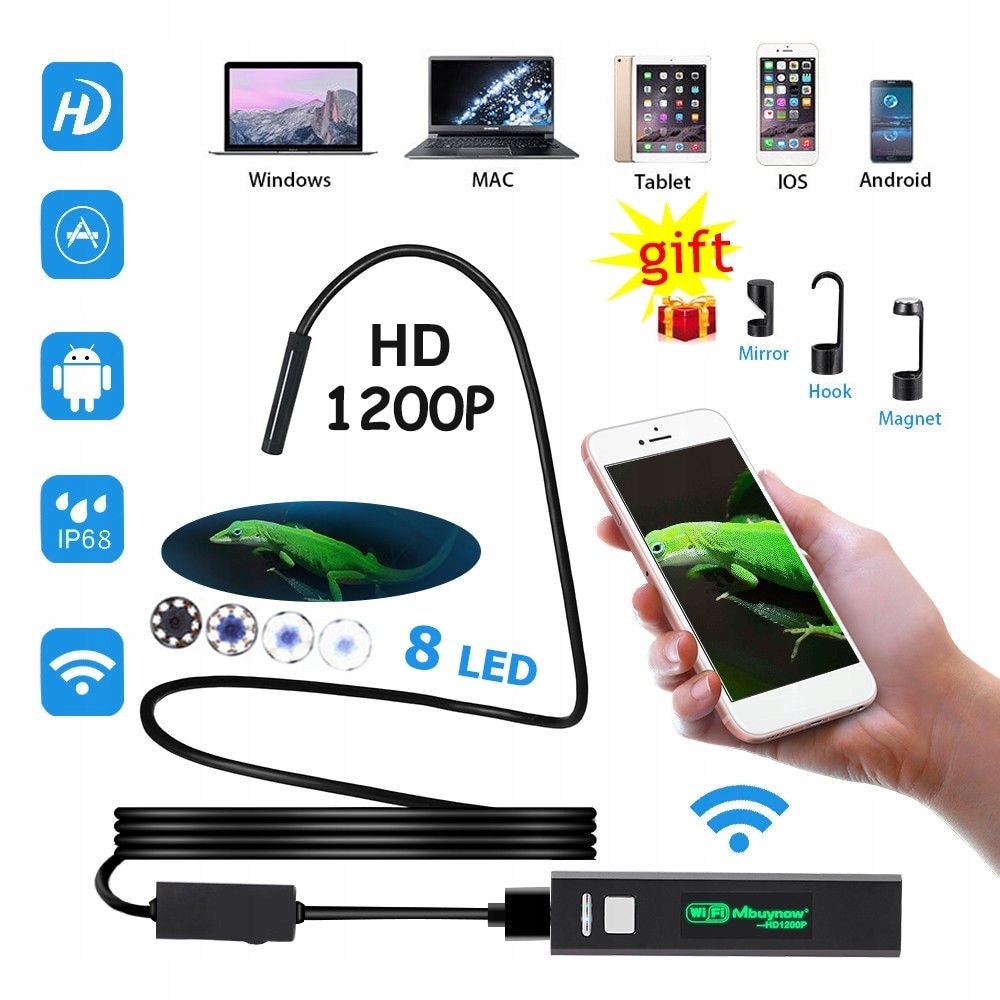 1200P HD WiFi kamera endoskopowa wodoodporny Andro