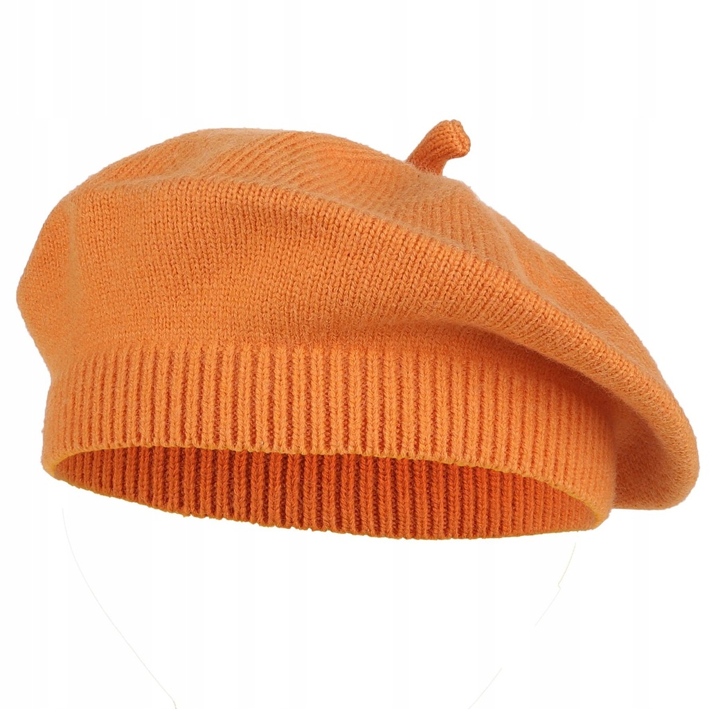 Damski klasyczny beret uniwersalny z antenką MORAJ Pomarańczowy