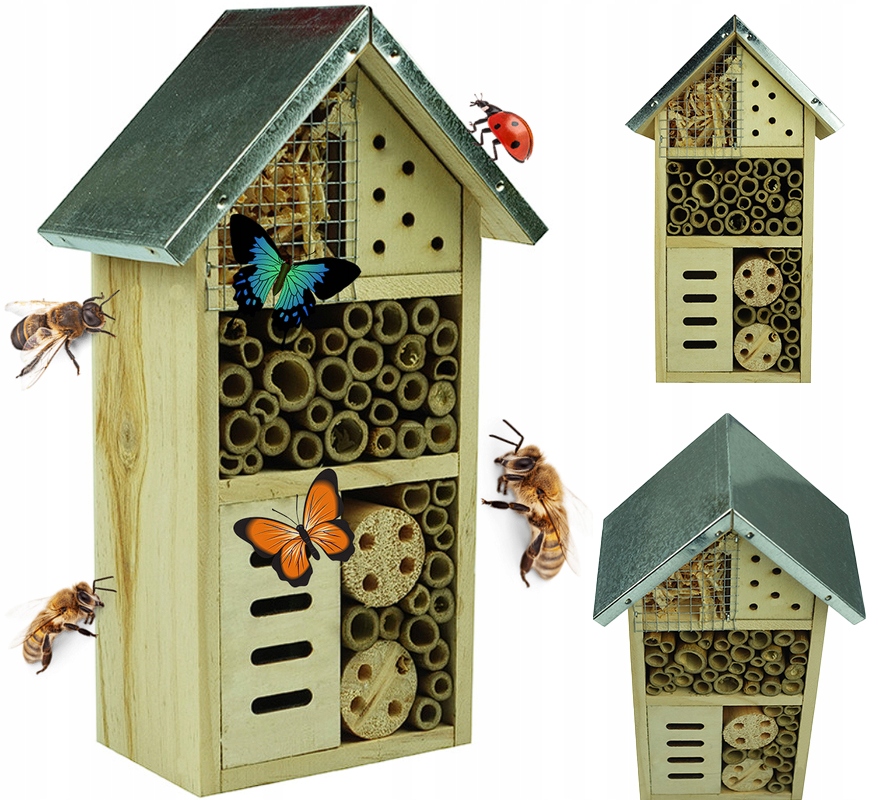 Domek HOTEL DLA OWADÓW PSZCZOŁY pszczół MURARKI DUŻY budka lęgowa 25,5 cm