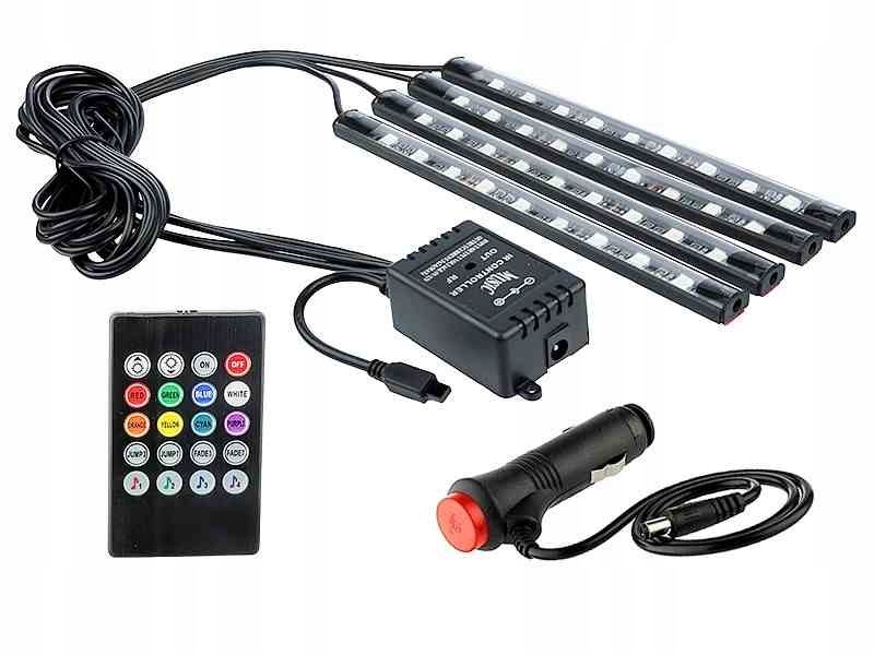 Listwy 9 LED 12V do oświetlenia wnętrza samochodu,