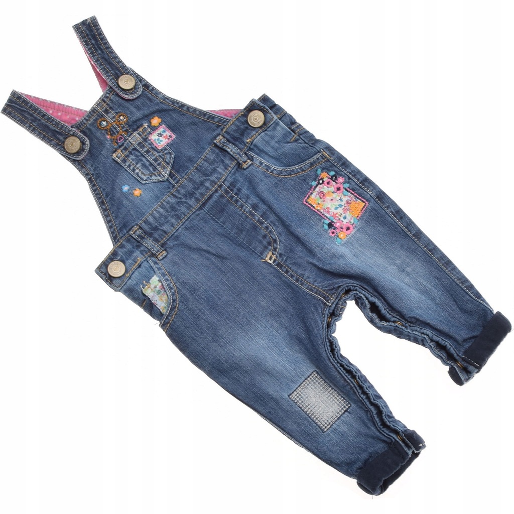 MOTHERCARE spodnie JEANS Ogrodniczki Podszewka 68