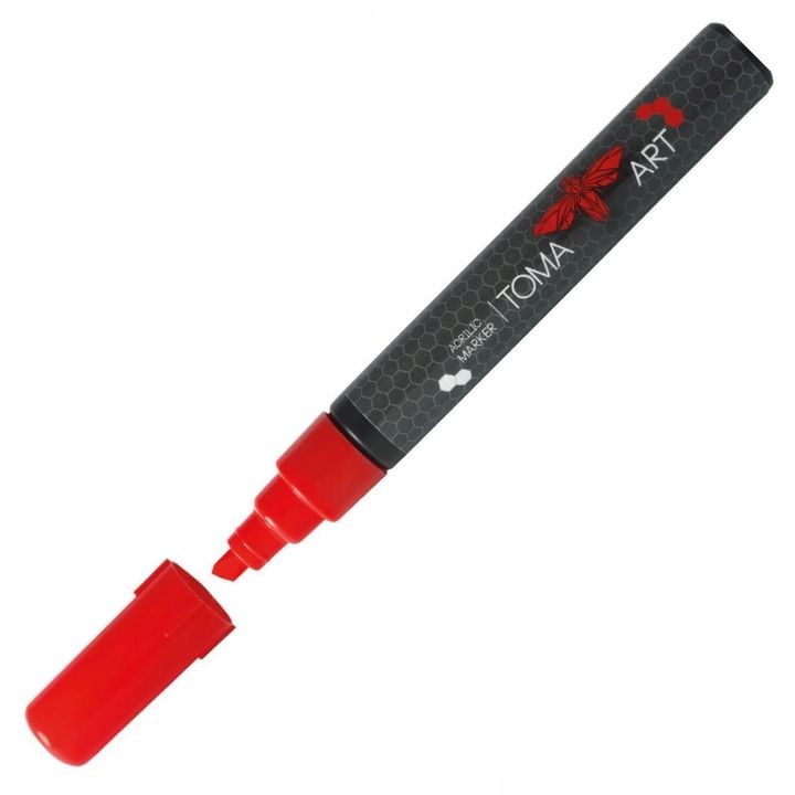 TOMA TO-400 Marker z farbą akrylową czerwony