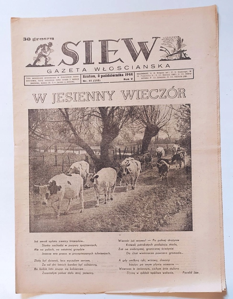 Siew nr 41/1944 gazeta włościańska