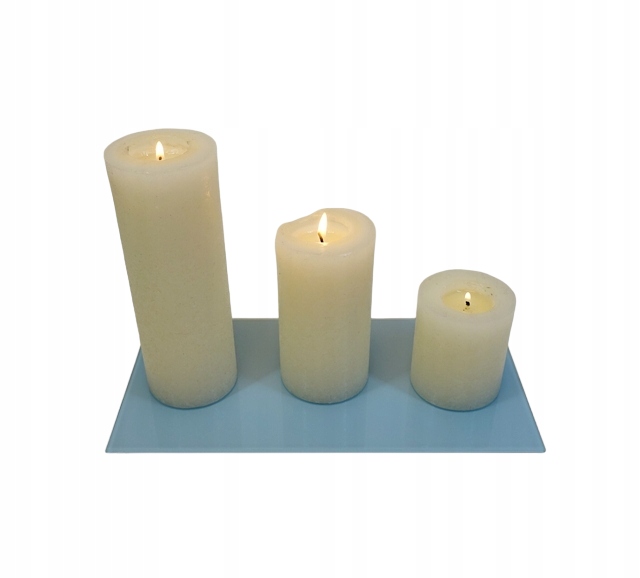 Podstawka szklana pod świece niebieska błękitna w połysku podkładka 10x20cm