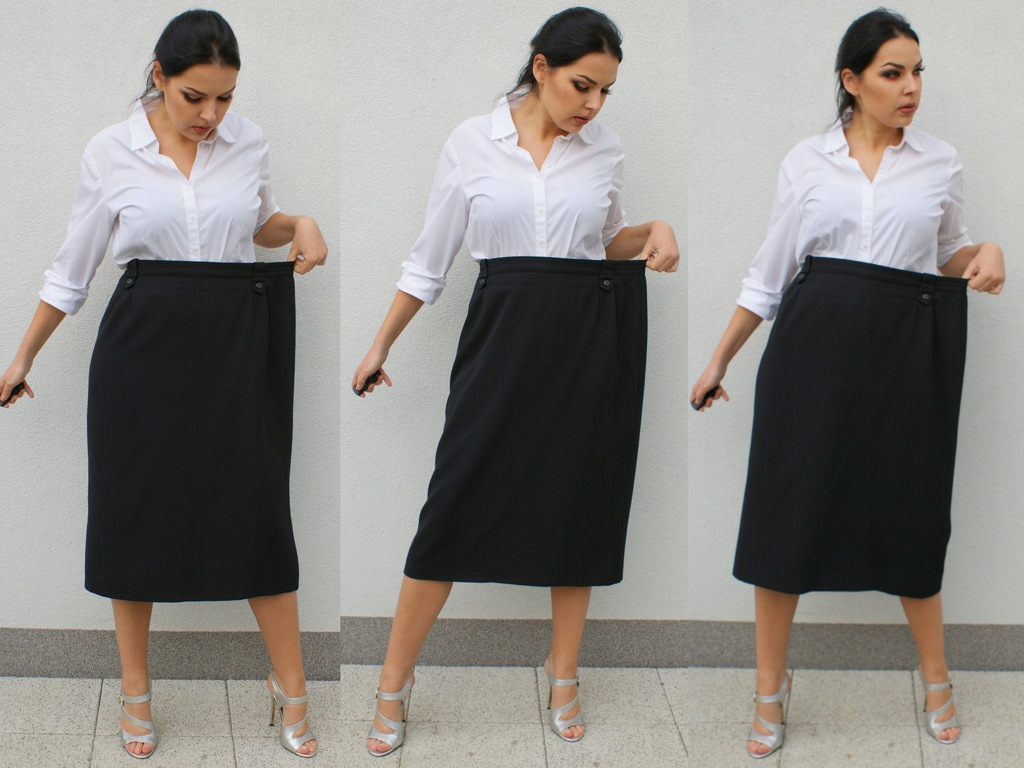 Czarna spódnica z wełną Klein Paris 48 Plus Size
