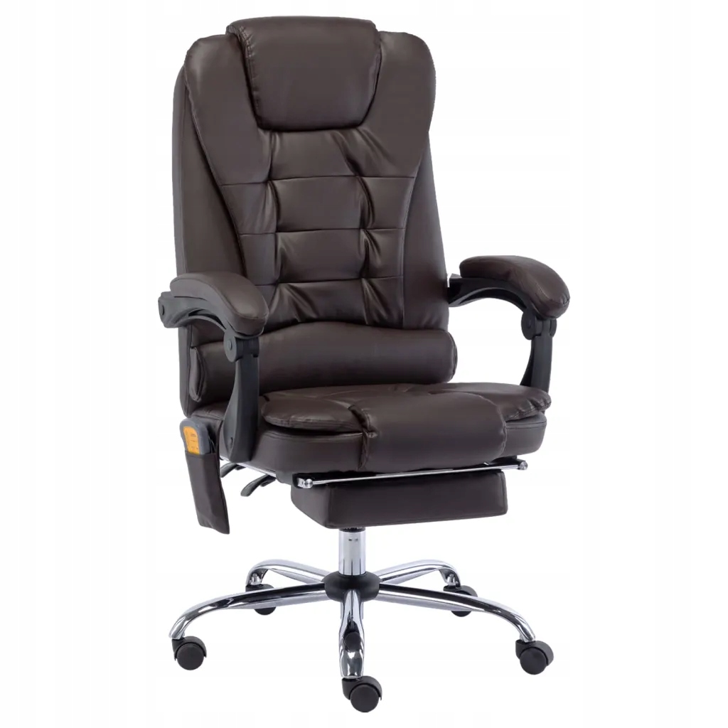 vidaXL Krzesło biurowe z funkcją masażu, brązowe,