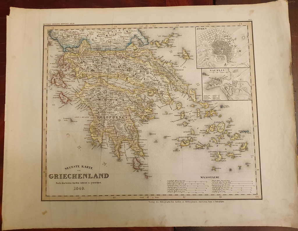 Mapa Neueste Karte Griechenland 1849 r