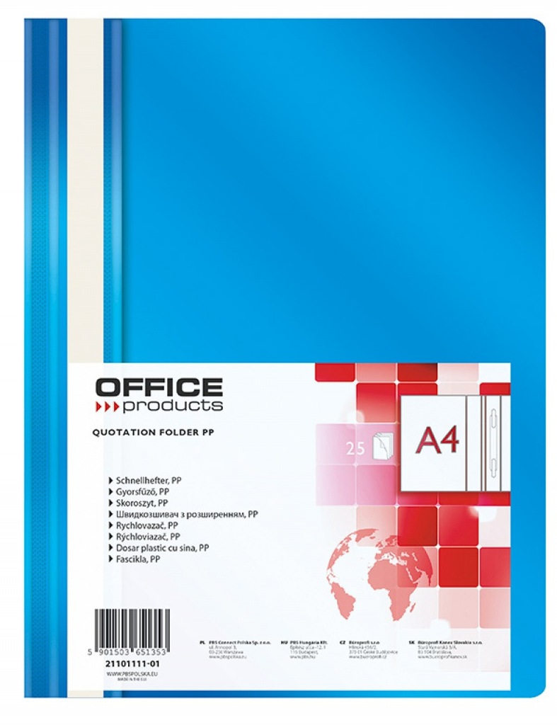 SKOROSZYT MIĘKKI OFFICE 25 SZTUK NIEBIESKI A4