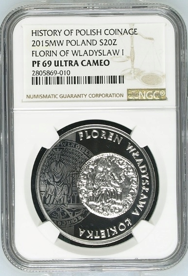 20 zł Floren Władysława Łokietka 2015 PF 69 NGC