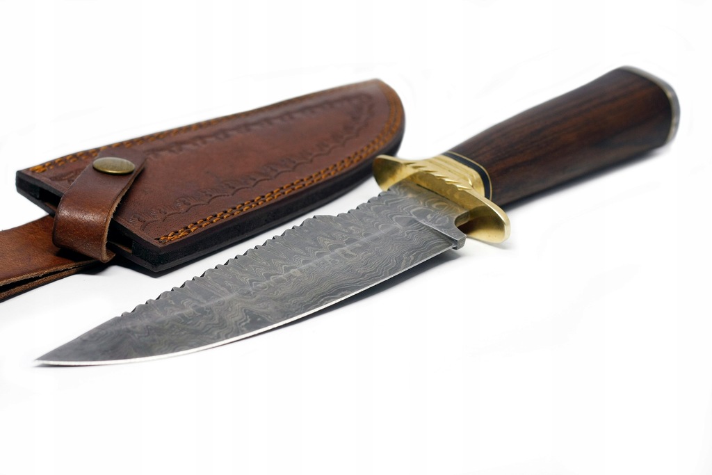 NÓŻ MYŚLIWSKI BOWIE STAL DAMASCEŃSKA + POKROWIEC - 7600402651