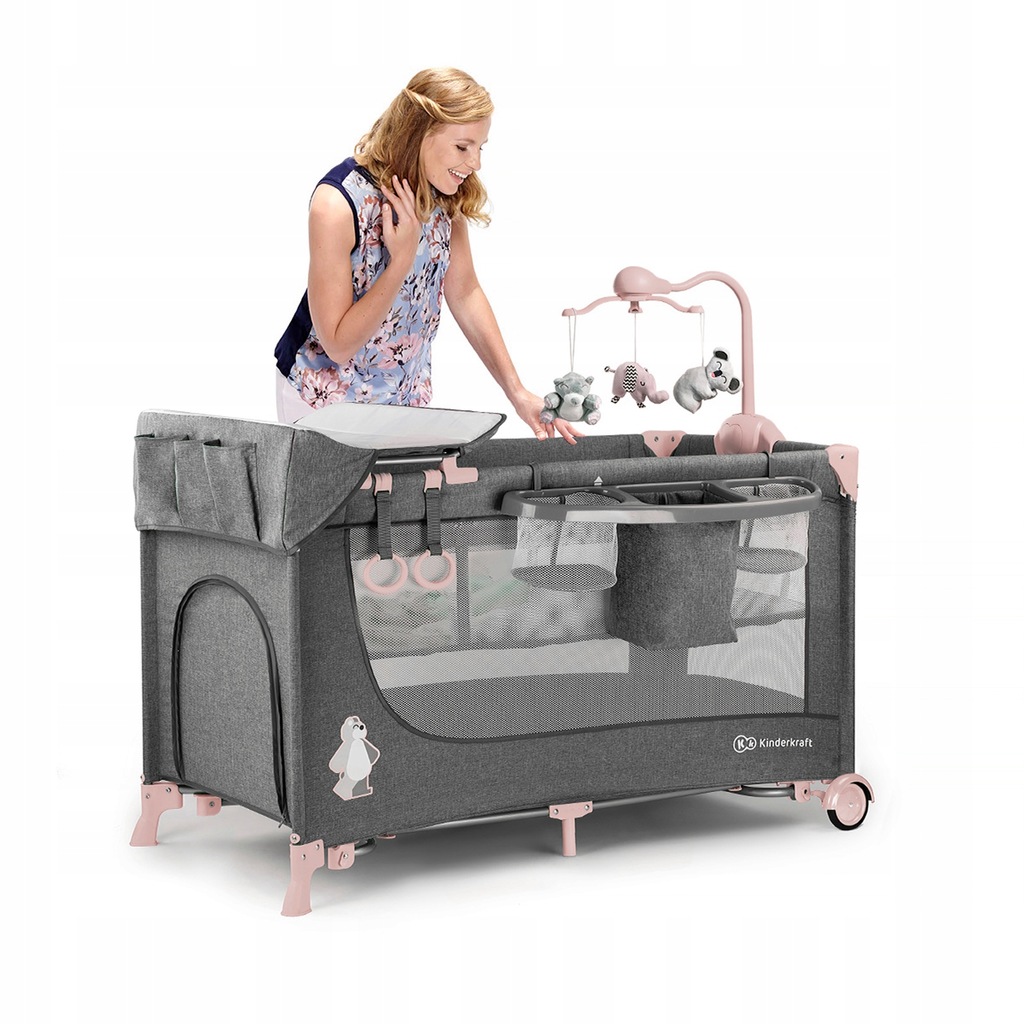 манеж кровать kinderkraft joy basic blue
