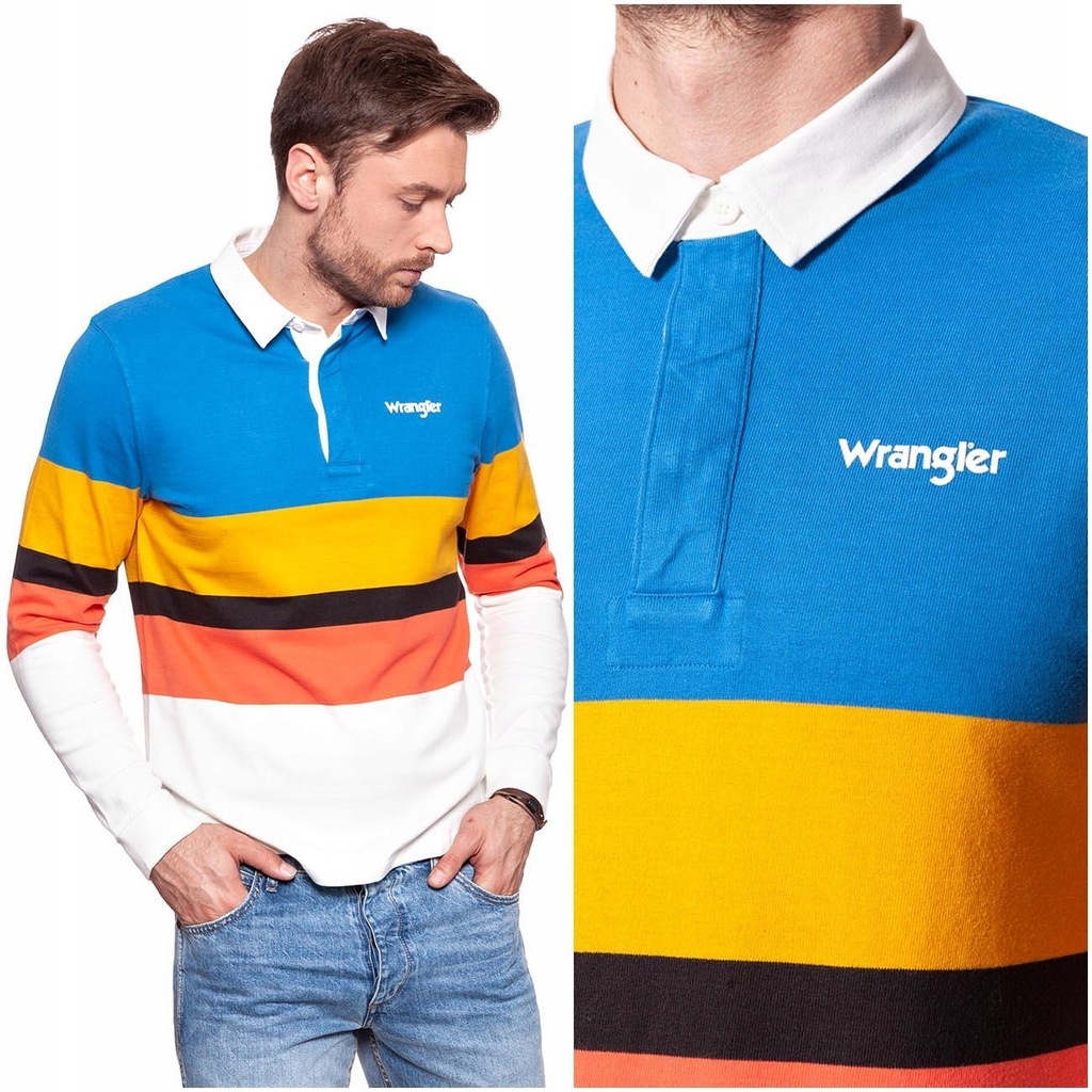 WRANGLER LONGSLEEVE POLO KOSZULKA MĘSKA PASKI XL