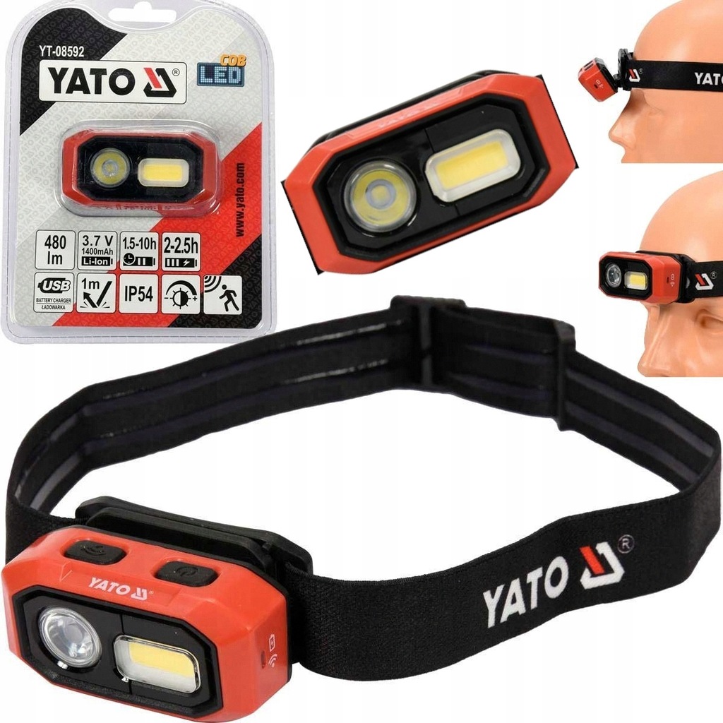 YATO LATARKA LAMPA LED CZOŁOWA Z CZUJNIKIEM RUCHU