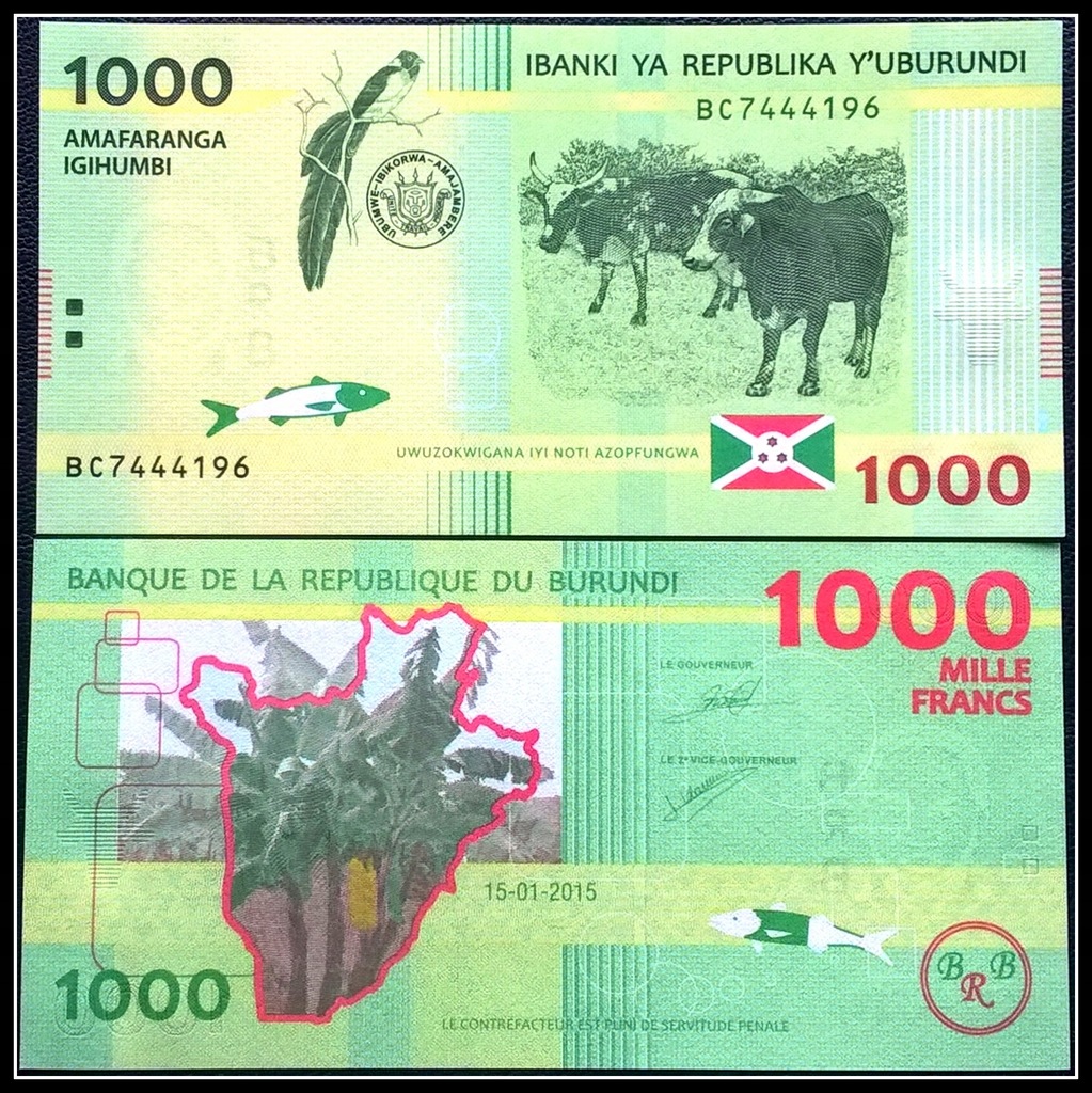 Banknot Burundi 1000 Franków 2015r. UNC