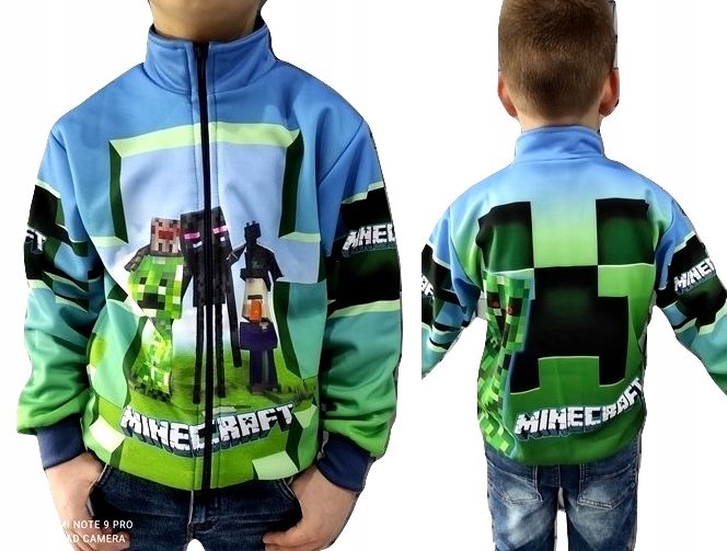 ROZPINANA BLUZA MINECRAFT NIEBIESKO ZIELONA 134