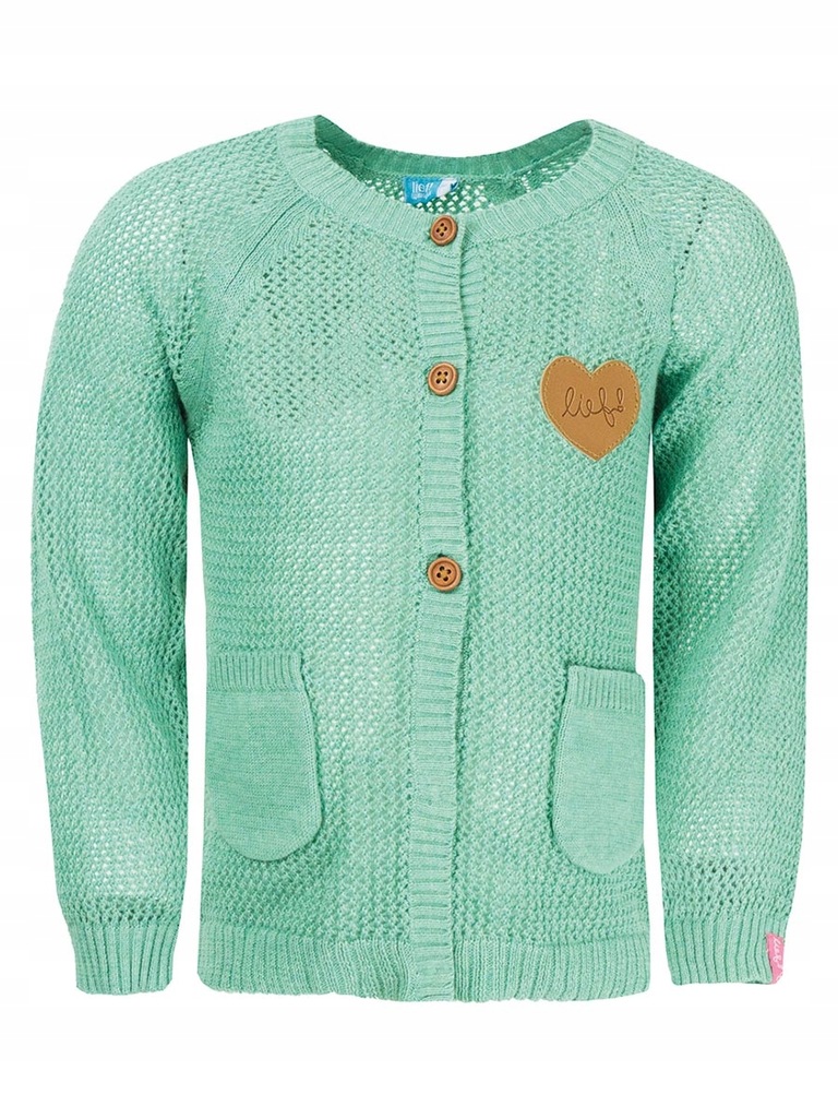 Dziewczęcy rozpinany zielony sweterek Lief, r. 80