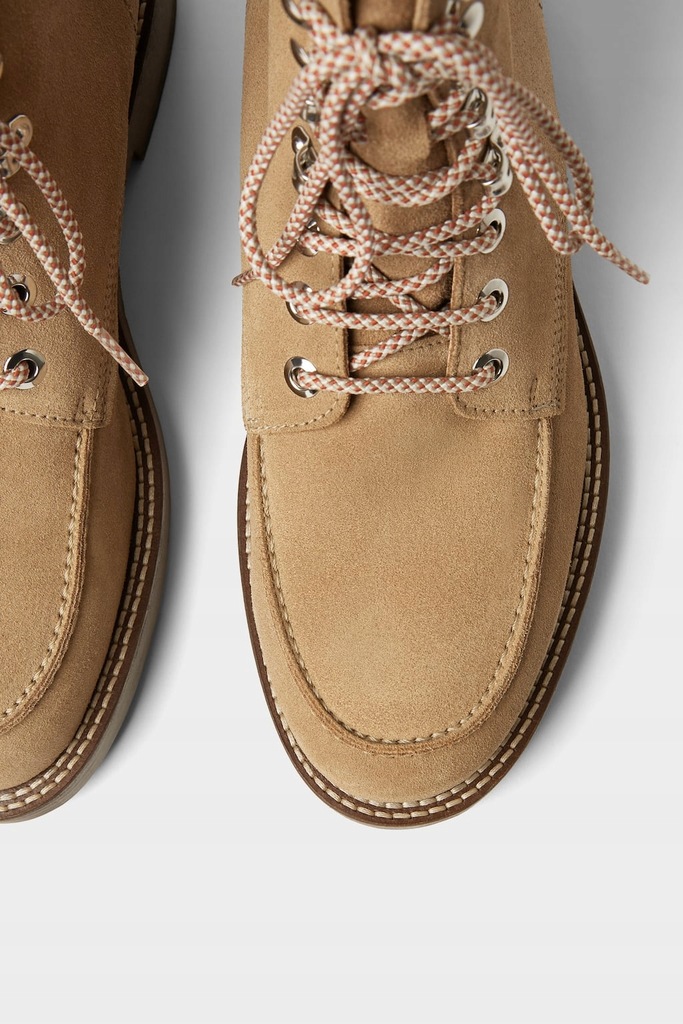 Buty Zara Men skóra naturalna beżowe camel 45