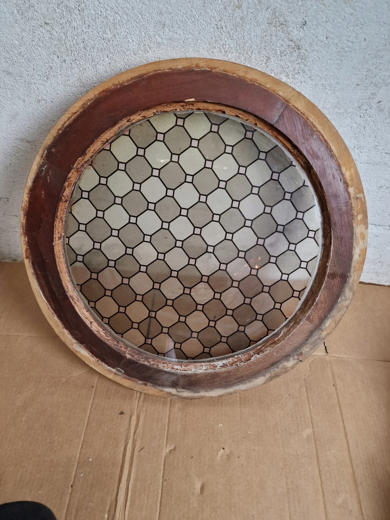 stare okno okrągłe 59cm antyk pałac zamek loft