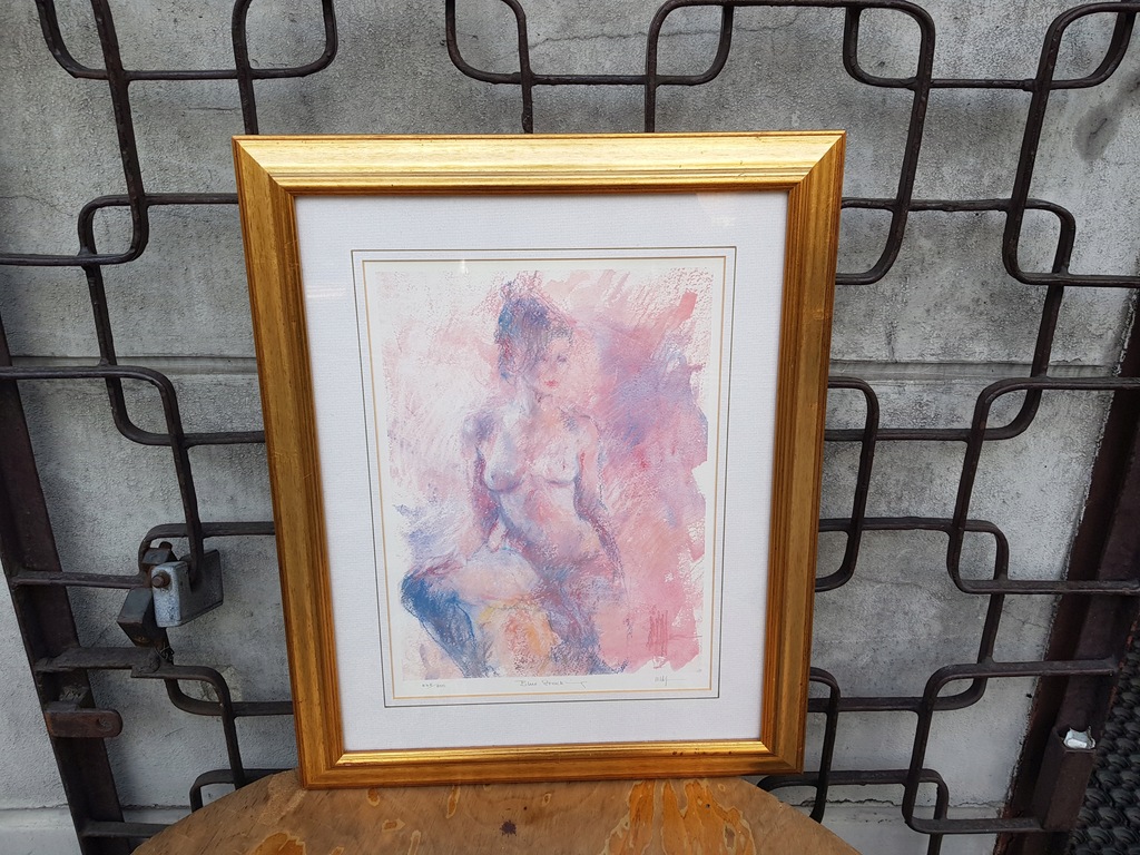 Stara grafika Akt Blue Stock