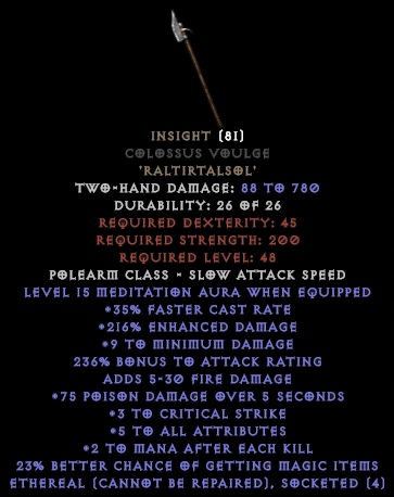 Insight Olśnienie D2 Diablo 2 Non Ladder