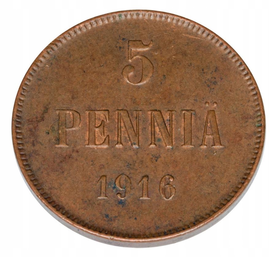 5 pennia 1916 Mikołaj okupacja rosyjska Helsinki