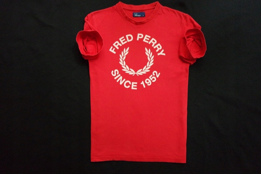 FRED PERRY koszulka t-shirt czerwona logowana__S/M