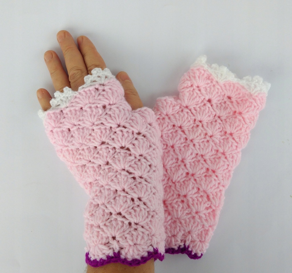Różane rękawiczki mitenki HAND MADE najtaniej !!!