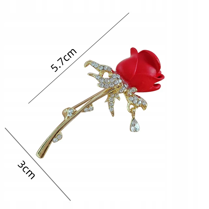 Rhinestone Red Rose Flower Brooches Pearl Tulip Floral Brooch for Women