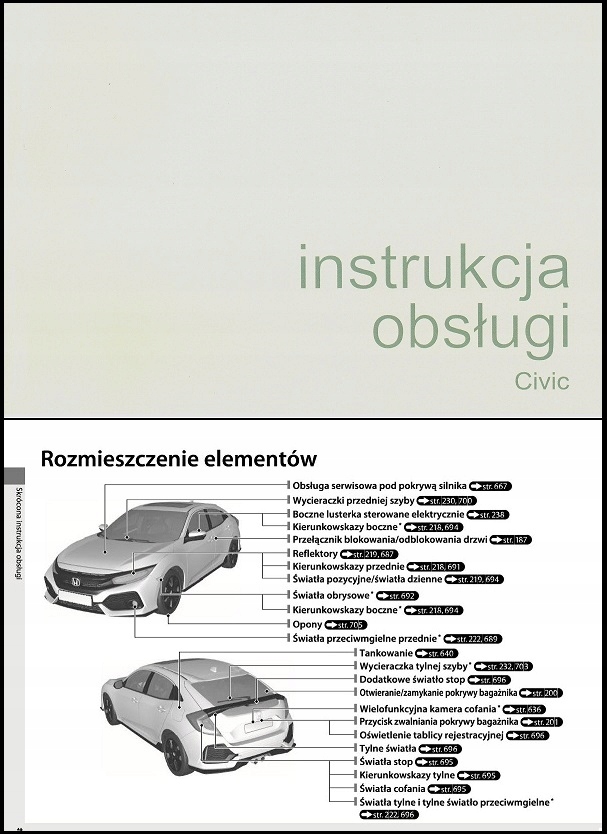 Instrukcja Obsługi Honda Civic X 2015-2020. Pl - 8985499869 - Oficjalne Archiwum Allegro