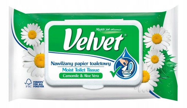 Velvet Camomile Nawilżany papier toaletowy 42 szt