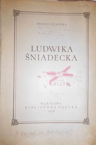 Ludwika Śniadecka - Czapska