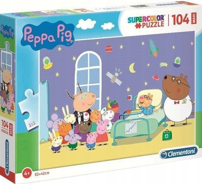 PUZZLE 104 MAXI SUPER KOLOR PEPPA PIG, CLEMENTONI