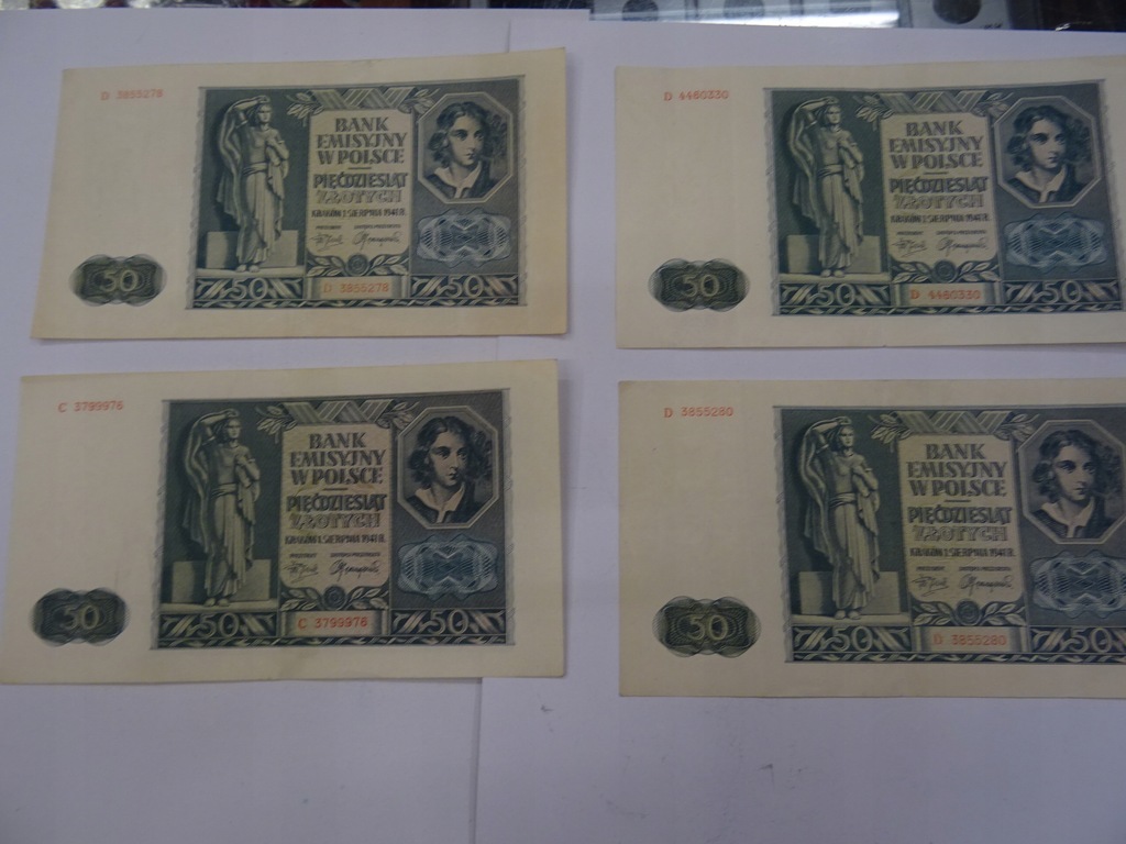 50 złotych 1941 rok - zestaw 4 sztuk bardzo ładnych