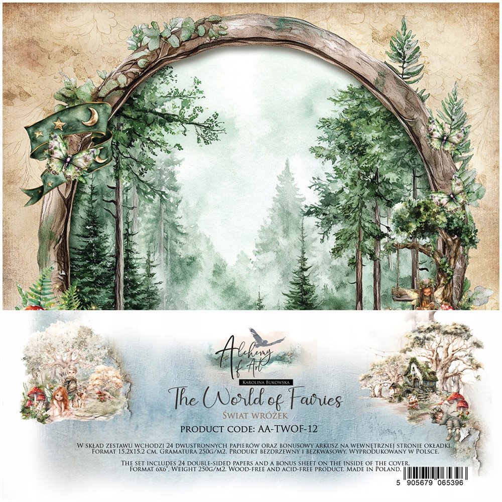 Zestaw papierów do scrapbookingu 15x15 Alchemy of Art The world of fairies