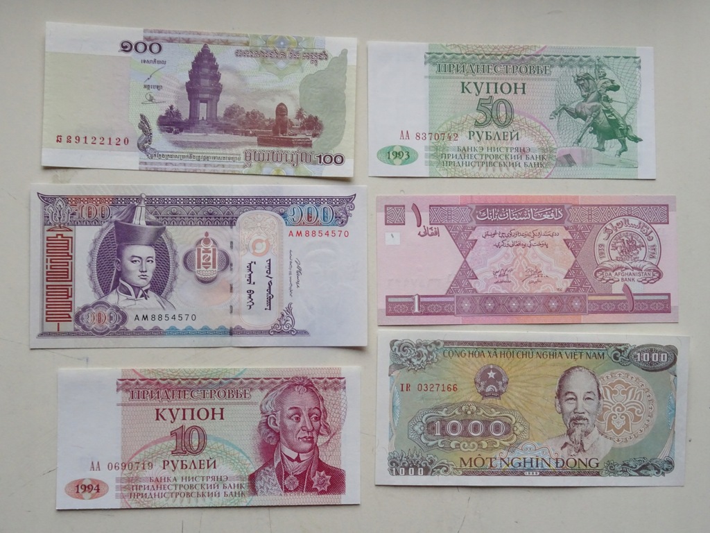 6 banknotów Świat ciekawy mix -E065