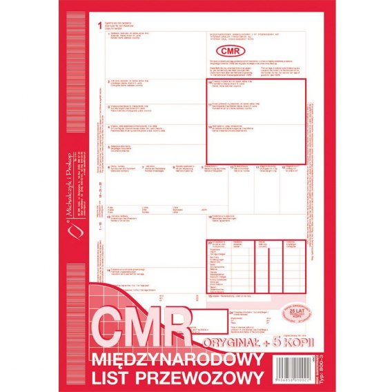 CMR międzynarodowy list przewozowy O+5K 800-3