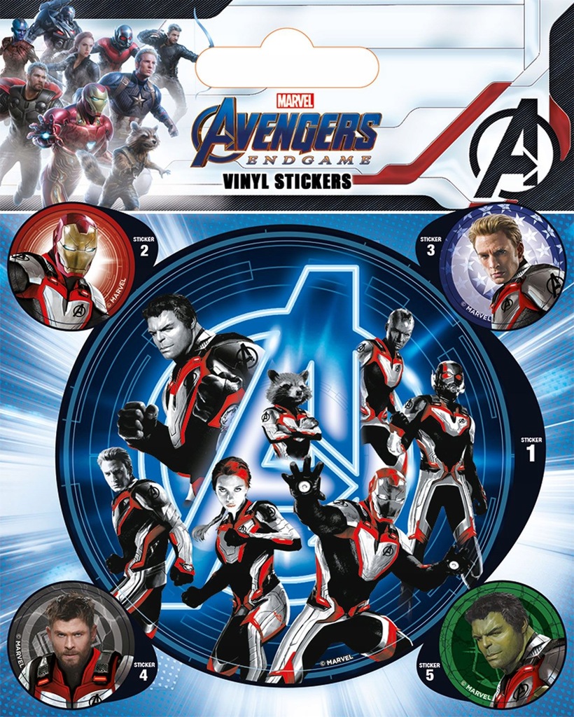 Avengers Endgame 5 naklejek na laptopa 10x12,5 cm