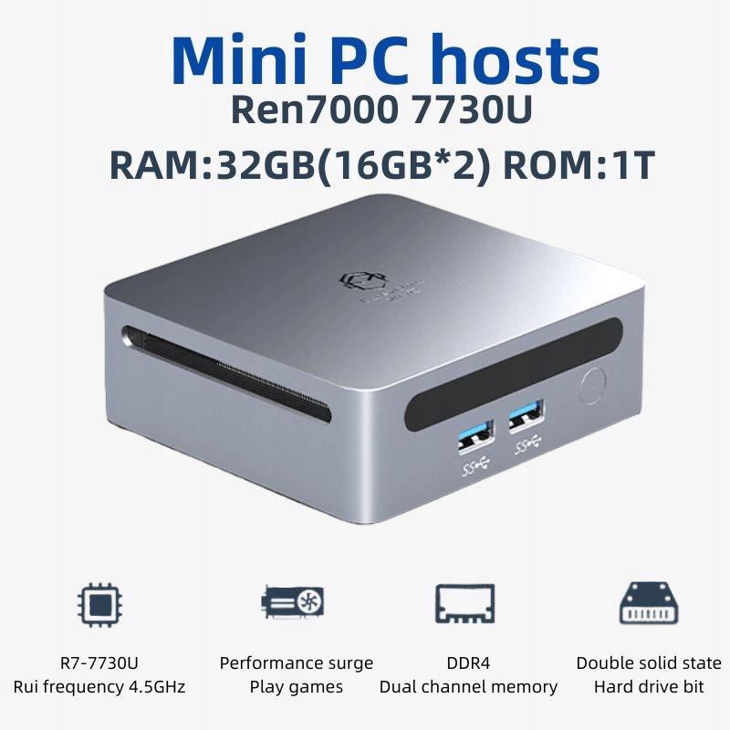 Mini PC Ren7000 7730U AMD R7-7730U+32GB(16GB*2)+1TB DDR4 WiFi6