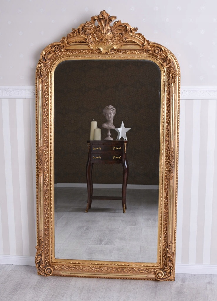 Lustro w Złotej Ramie Drewniane Vintage 156x85