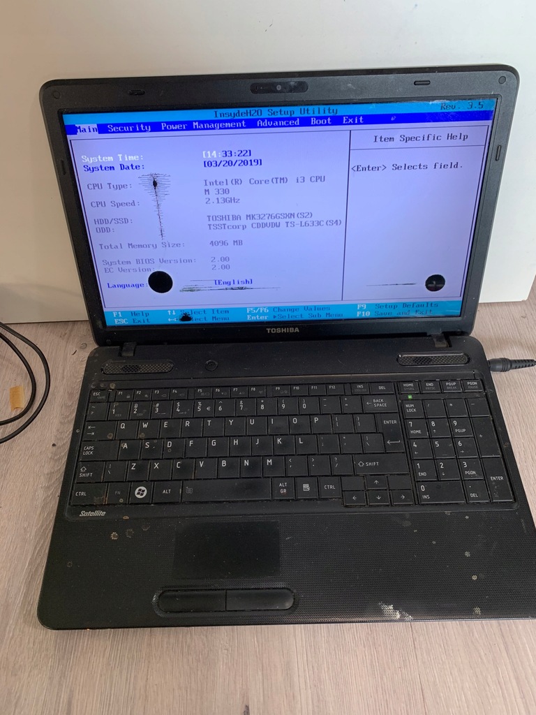 Toshiba C650 USZKODZONY LICYTACJA !!