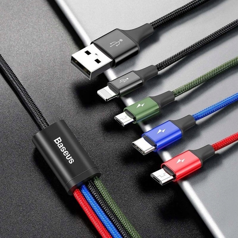 Купить USB-кабель Baseus 4 в 1 USB-C/Lightning/2x Micro, 1,2 м: отзывы, фото, характеристики в интерне-магазине Aredi.ru