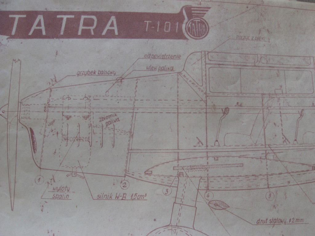 Modelarstwo MODEL samolotu TATRA T101 Plan 1958