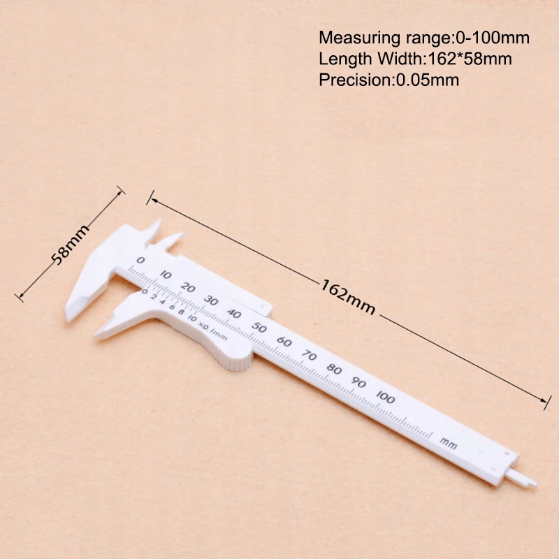 Double Rule Scale Plastic Vernier Caliper Measuring Student Mini Tool Ruler