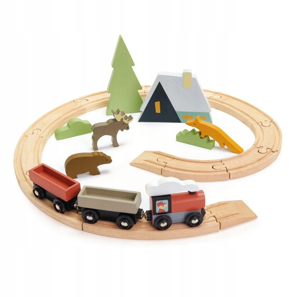 Tender Leaf Toys: drewniana kolejka Treetops Train Set