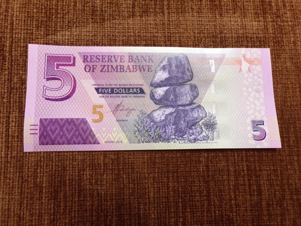 ZIIMBABWE 5 DOLARÓW 2019 UNC