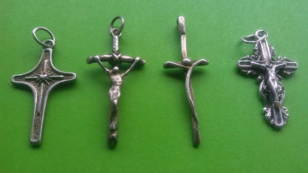 4 x stare srebrne krzyżyki Ag